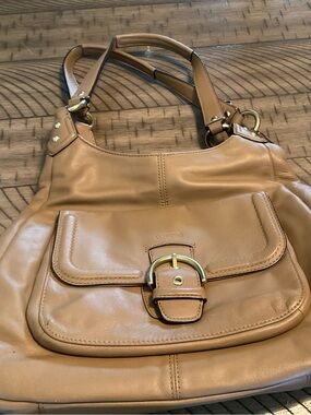 Coach tan Pebbled Leather Shoulder Tote